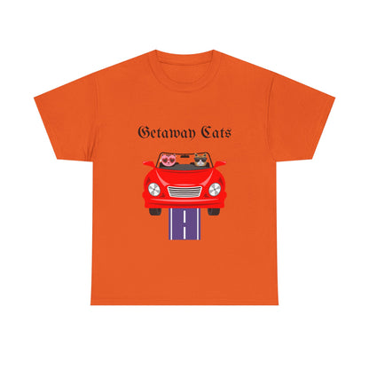 Getaway Cats T-Shirt – Convertible-Driving Feline Duo