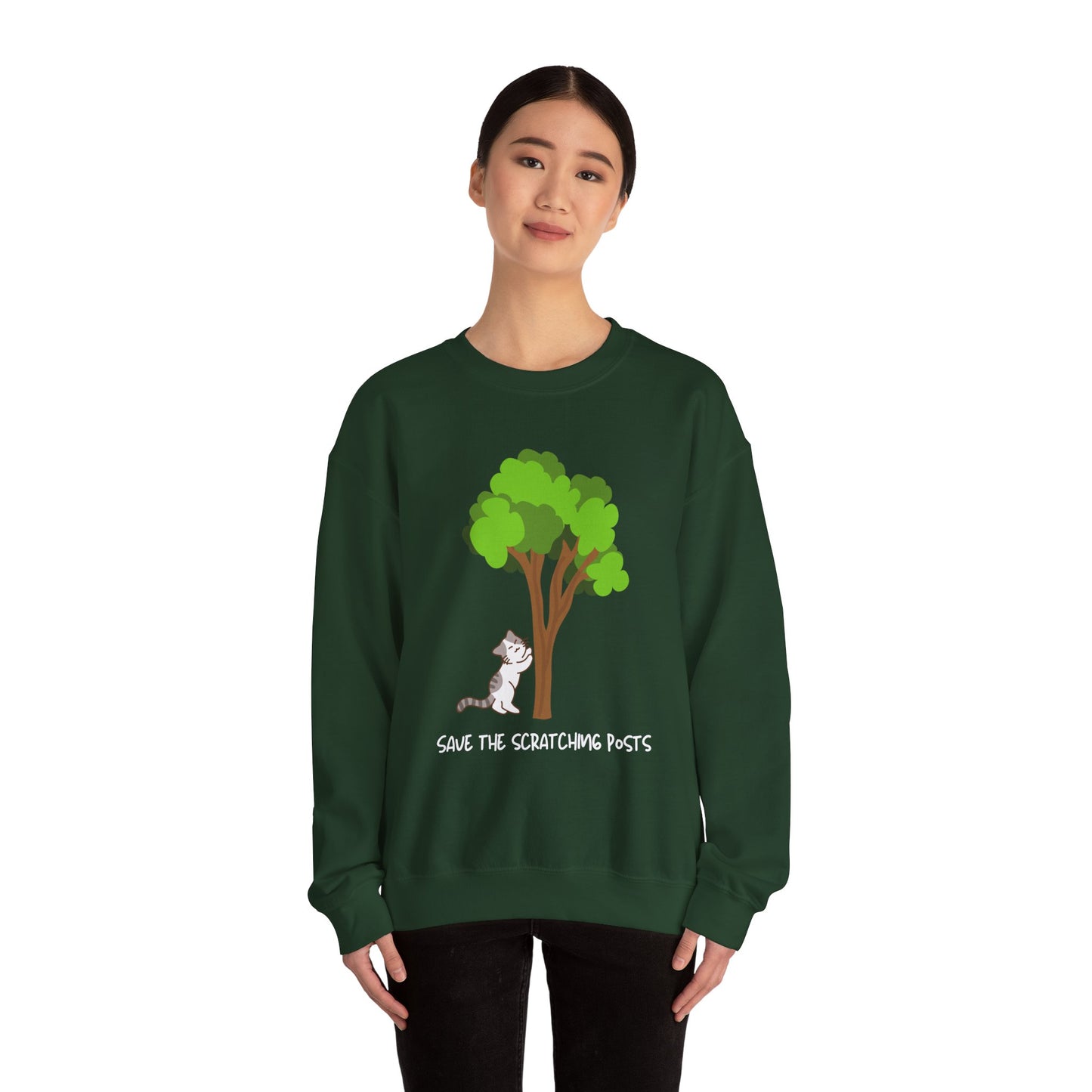 Tree Scratcher Sweatshirt – Cat & Tree Earth Day Crew Neck