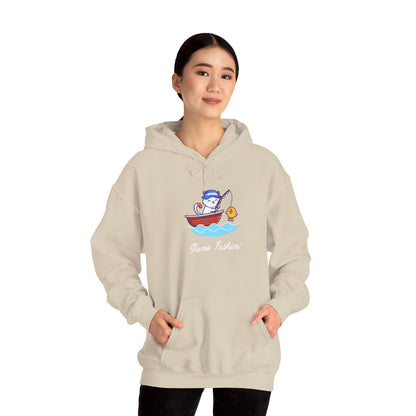 Gone Fishing Hoodie – Cat in Boat Graphic Pullover