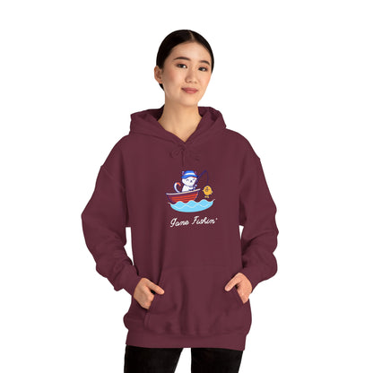 Gone Fishing Hoodie – Cat in Boat Graphic Pullover