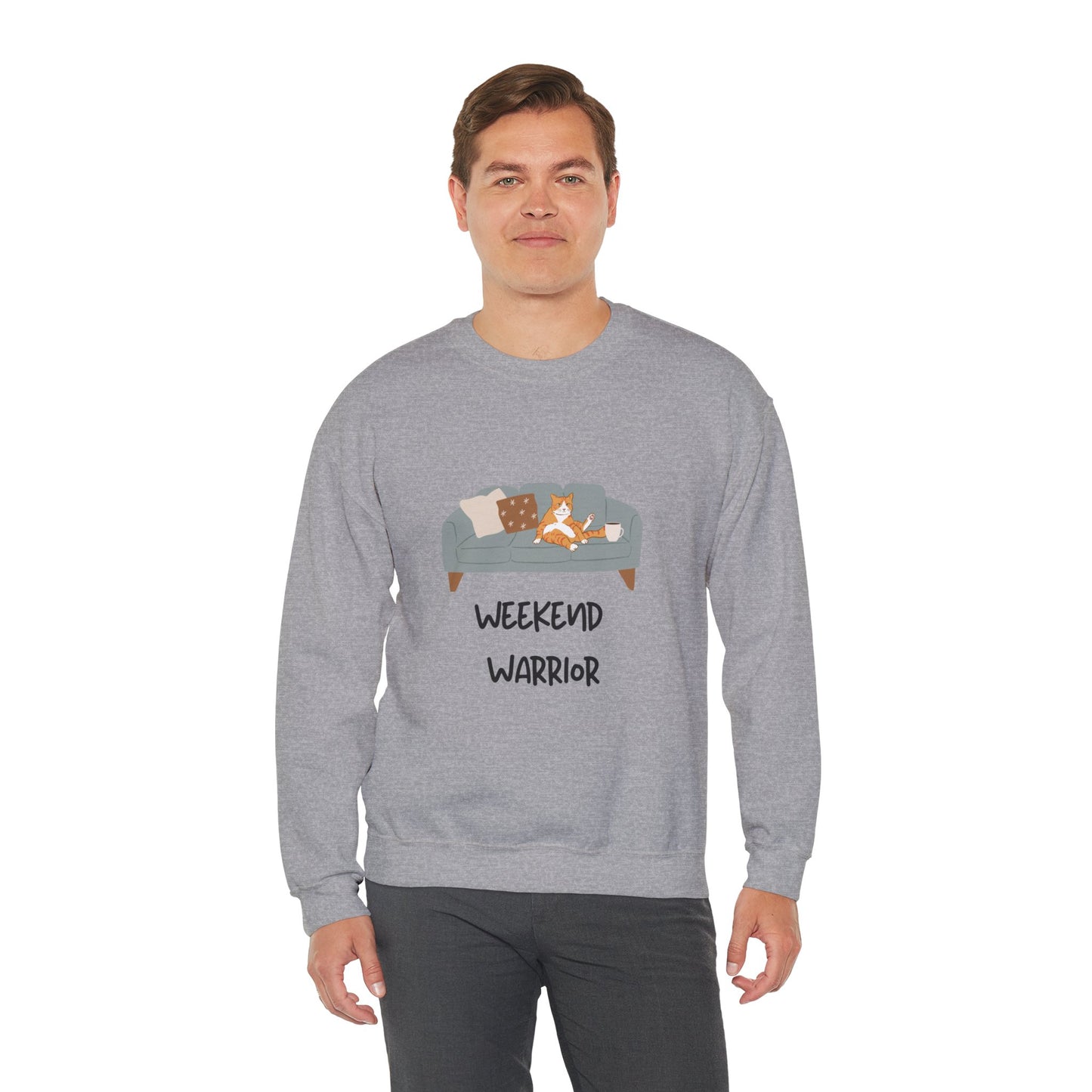 Weekend Warrior Sweatshirt – Lounging Cat Crew Neck