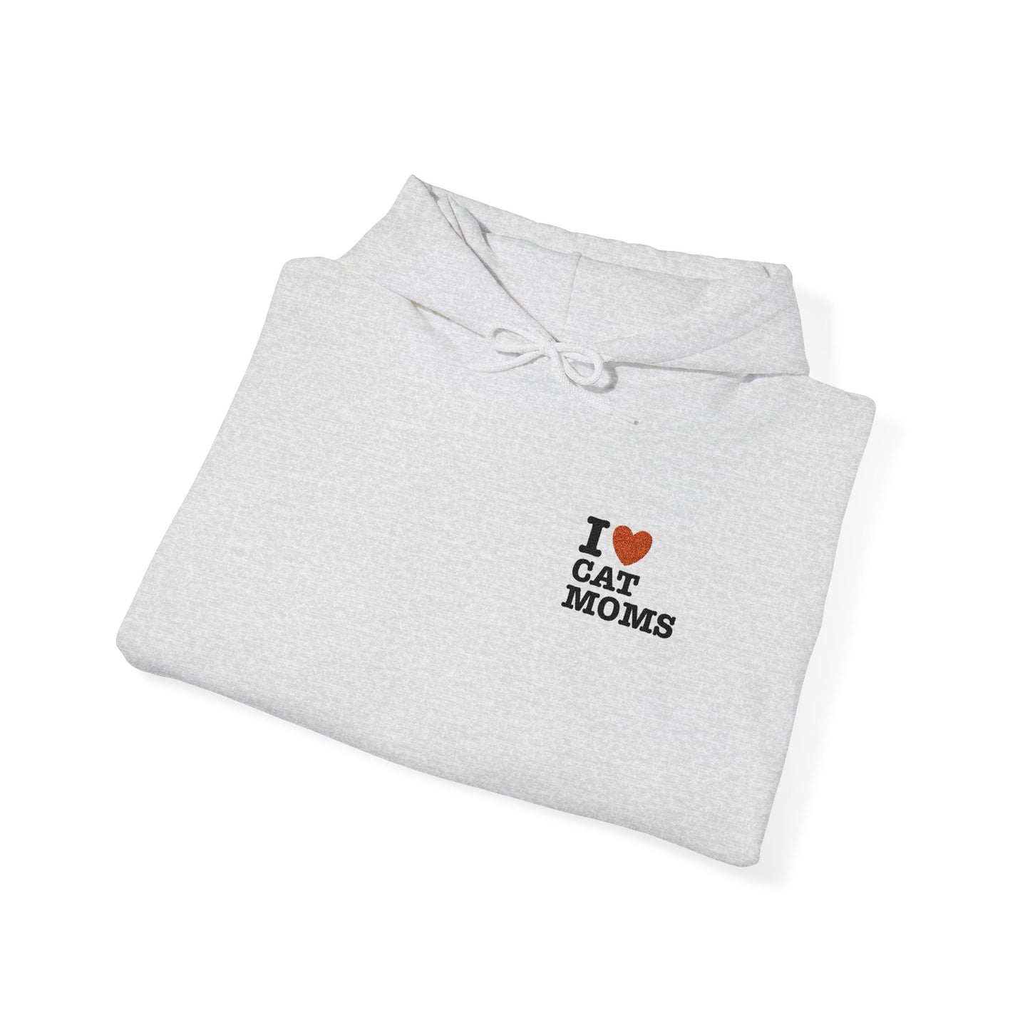 I Love Cat Moms Hoodie – Embroidered Text Pullover