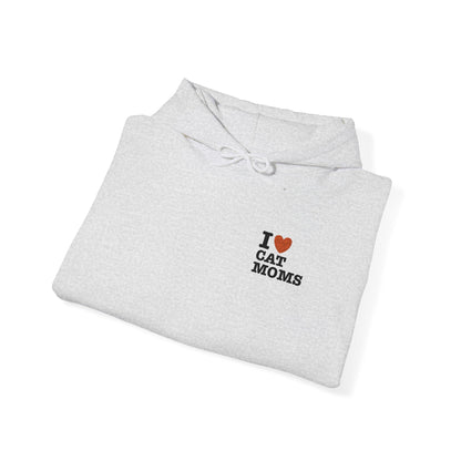 I Love Cat Moms Hoodie – Embroidered Text Pullover