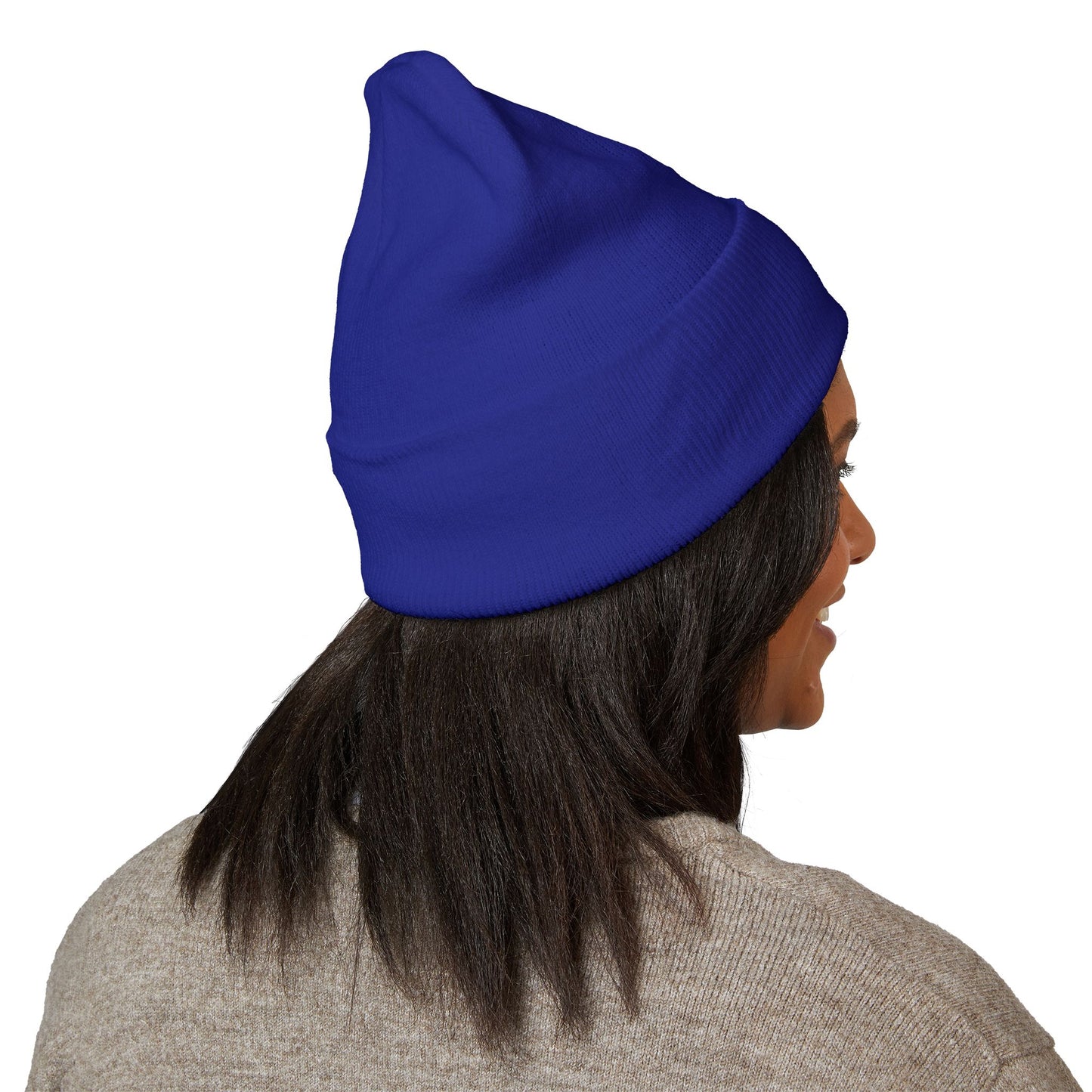 Stretching Cat Beanie – Embroidered Cuffed Knit Hat