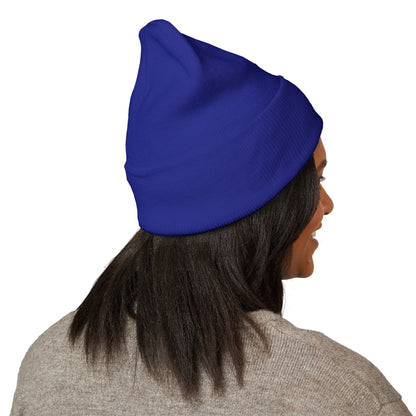 Stretching Cat Beanie – Embroidered Cuffed Knit Hat