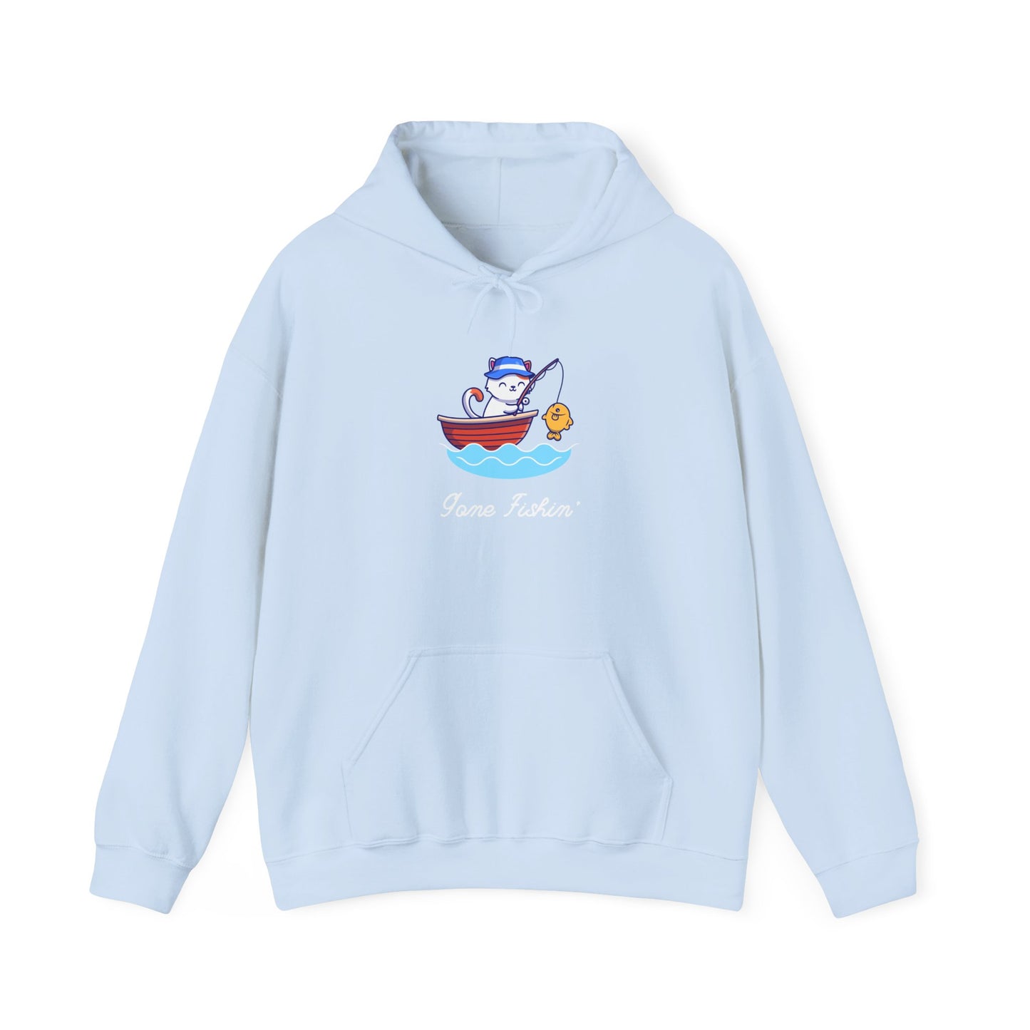 Gone Fishing Hoodie – Cat in Boat Graphic Pullover