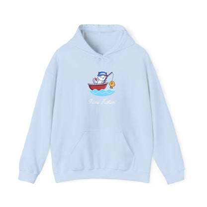 Gone Fishing Hoodie – Cat in Boat Graphic Pullover