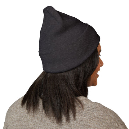Stretching Cat Beanie – Embroidered Cuffed Knit Hat