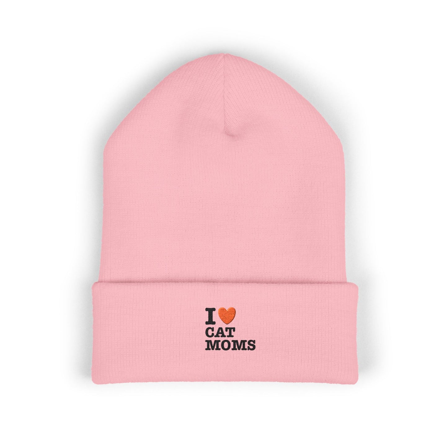 I Love Cat Moms Beanie – Embroidered Cuffed Knit Hat