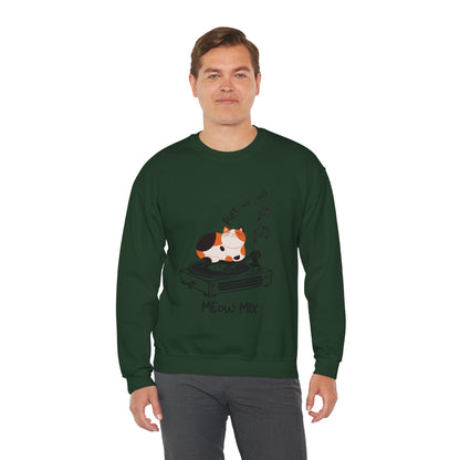Meow Mix Sweatshirt – Cat on Record Player Crew Neck
