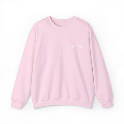 Cat Mom Sweatshirt – Embroidered Text Crew Neck