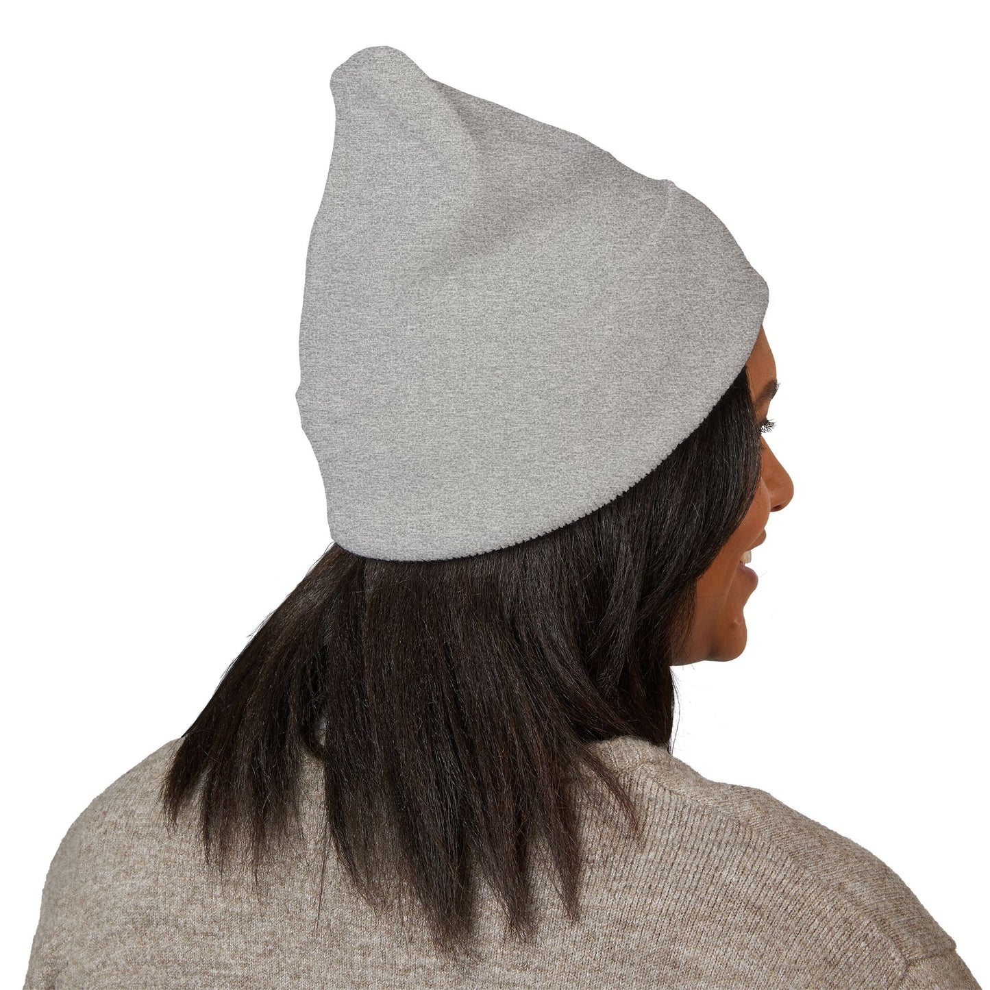 Stretching Cat Beanie – Embroidered Cuffed Knit Hat