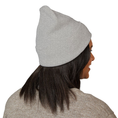 Stretching Cat Beanie – Embroidered Cuffed Knit Hat