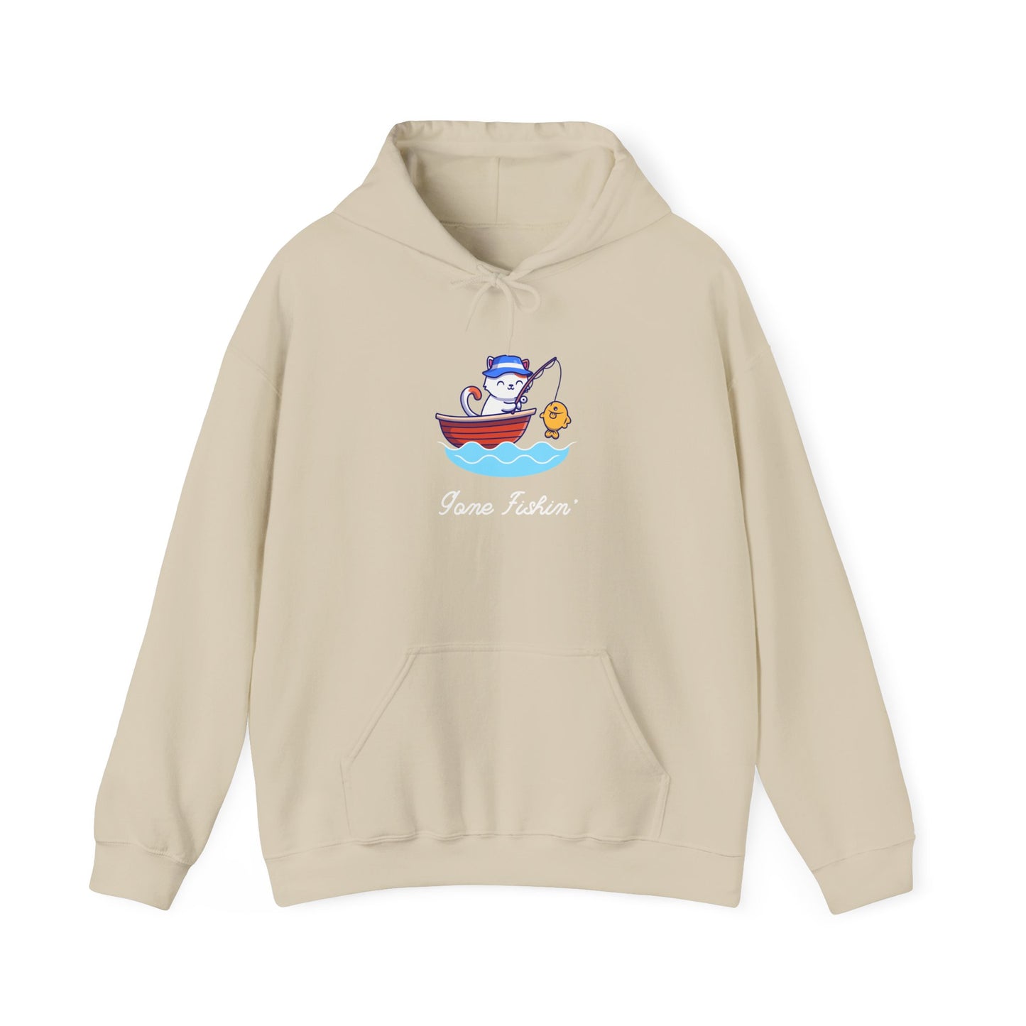Gone Fishing Hoodie – Cat in Boat Graphic Pullover