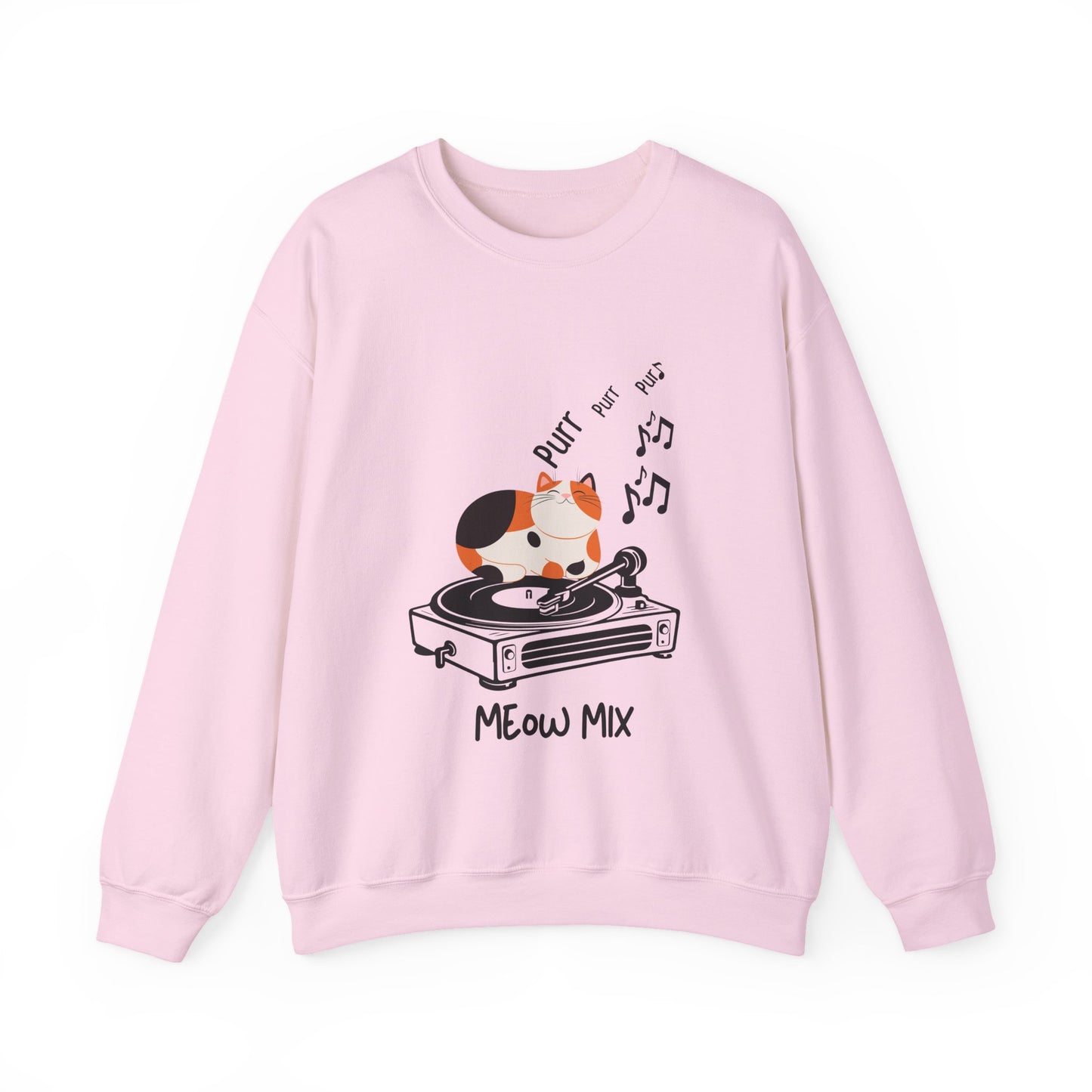 Meow Mix Sweatshirt – Cat on Record Player Crew Neck