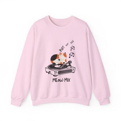 Meow Mix Sweatshirt – Cat on Record Player Crew Neck