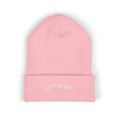 Cat Mom Beanie – Embroidered Cuffed Knit Hat