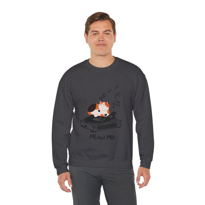 Meow Mix Sweatshirt – Cat on Record Player Crew Neck