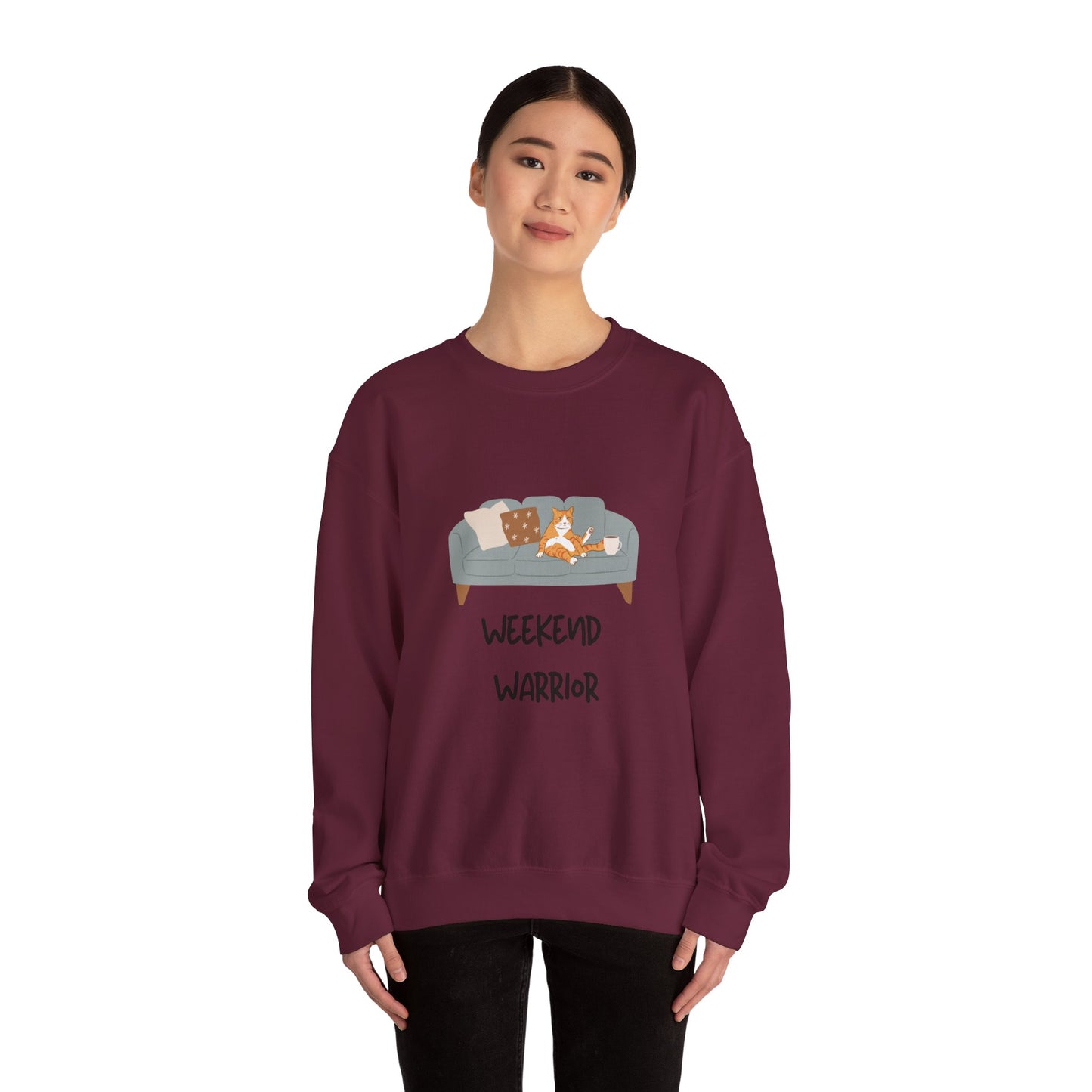 Weekend Warrior Sweatshirt – Lounging Cat Crew Neck