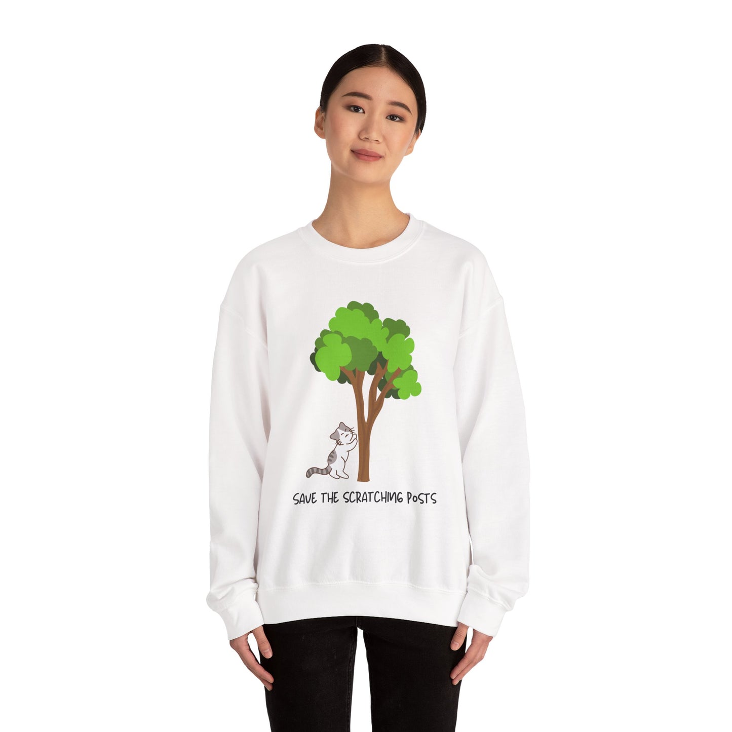 Tree Scratcher Sweatshirt – Cat & Tree Earth Day Crew Neck