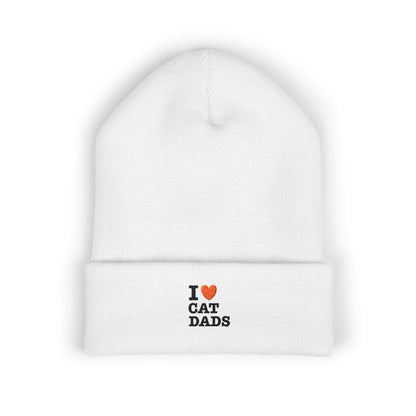 I Love Cat Dads Beanie – Embroidered Cuffed Knit Hat