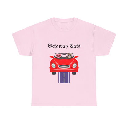 Getaway Cats T-Shirt – Convertible-Driving Feline Duo