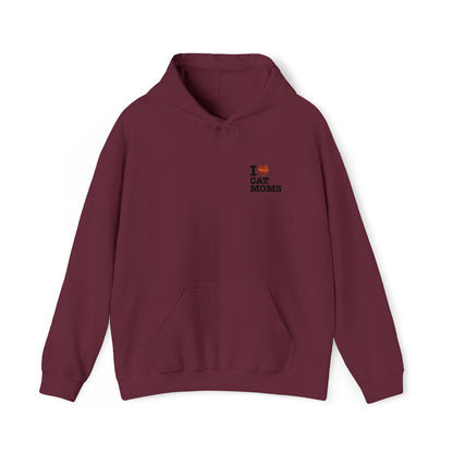 I Love Cat Moms Hoodie – Embroidered Text Pullover