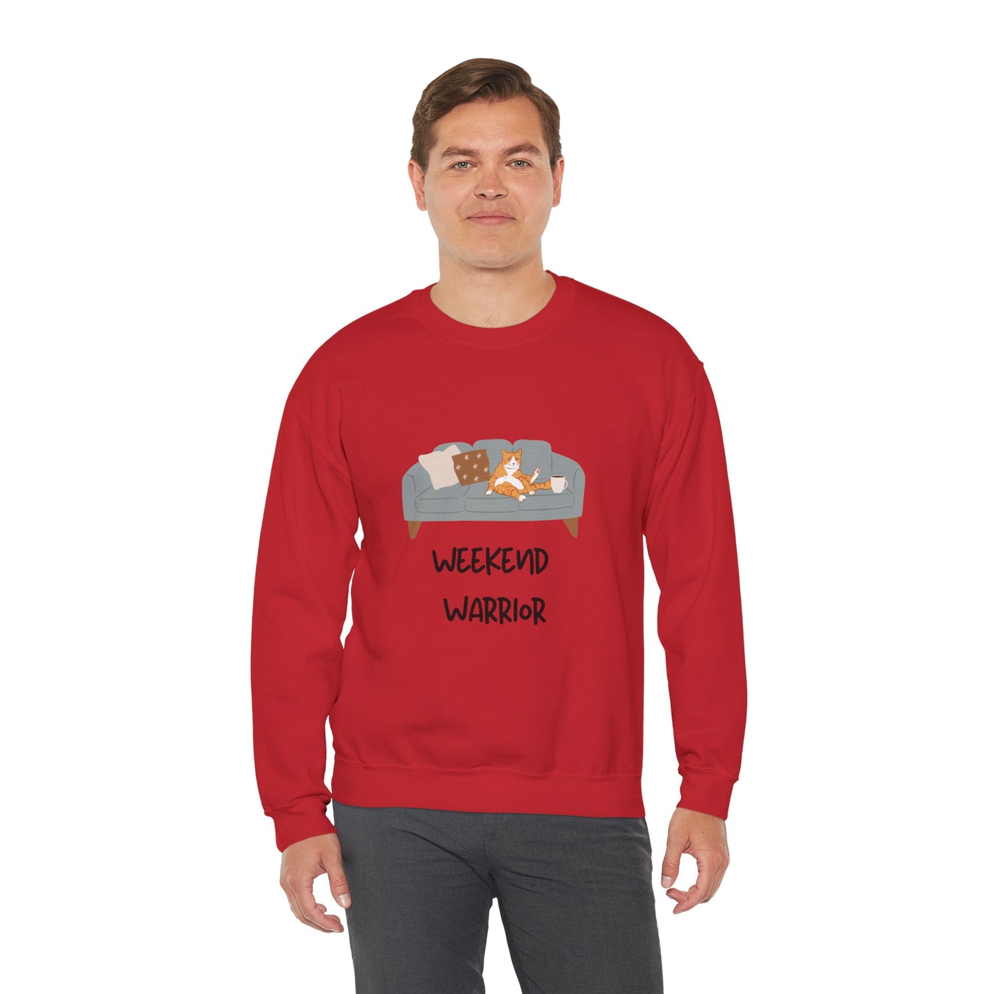 Weekend Warrior Sweatshirt – Lounging Cat Crew Neck