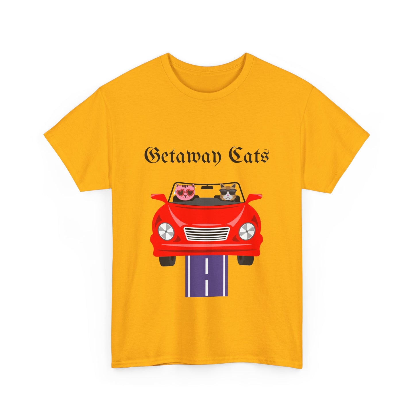 Getaway Cats T-Shirt – Convertible-Driving Feline Duo