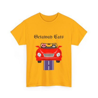Getaway Cats T-Shirt – Convertible-Driving Feline Duo