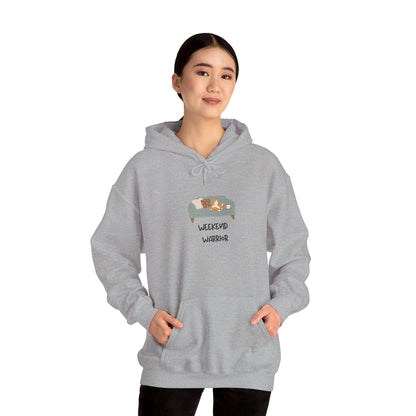 Weekend Warrior Hoodie – Lounging Cat Couch Graphic Sweatshirt