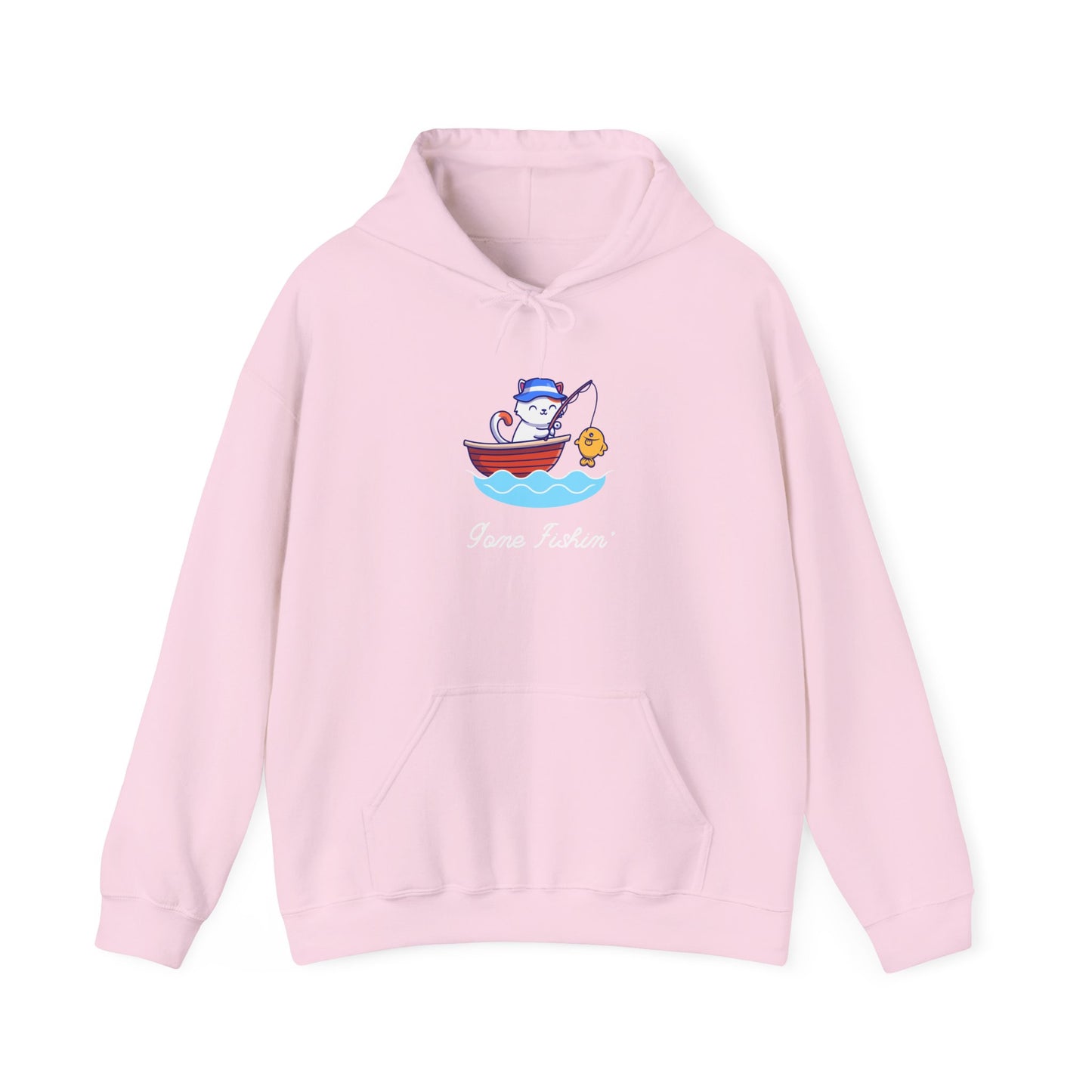 Gone Fishing Hoodie – Cat in Boat Graphic Pullover
