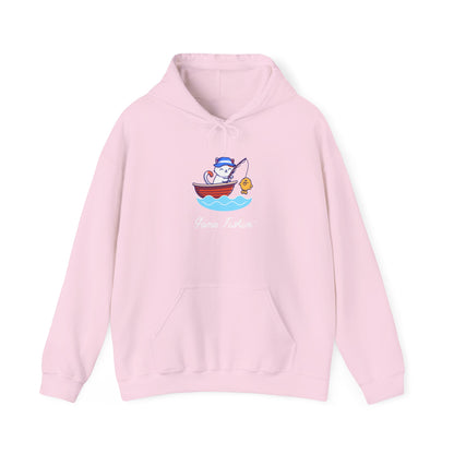 Gone Fishing Hoodie – Cat in Boat Graphic Pullover