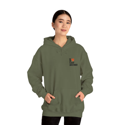 I Love Cat Moms Hoodie – Embroidered Text Pullover