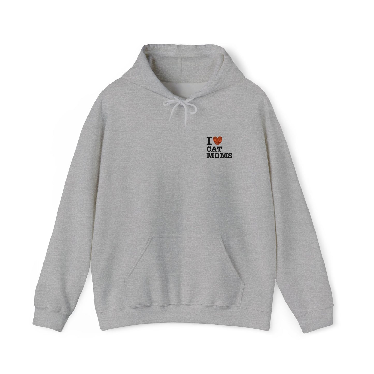 I Love Cat Moms Hoodie – Embroidered Text Pullover