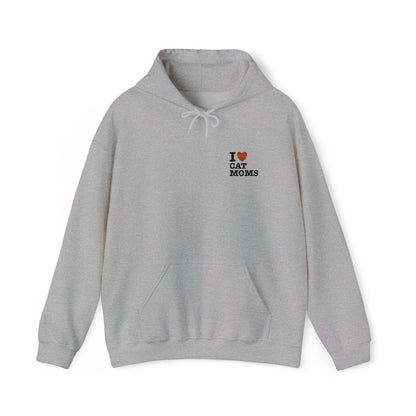I Love Cat Moms Hoodie – Embroidered Text Pullover