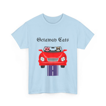 Getaway Cats T-Shirt – Convertible-Driving Feline Duo