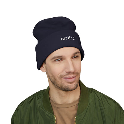 Cat Dad Beanie – Embroidered Cuffed Knit Hat