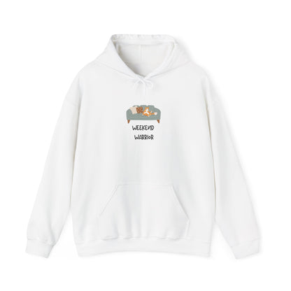 Weekend Warrior Hoodie – Lounging Cat Couch Graphic Sweatshirt