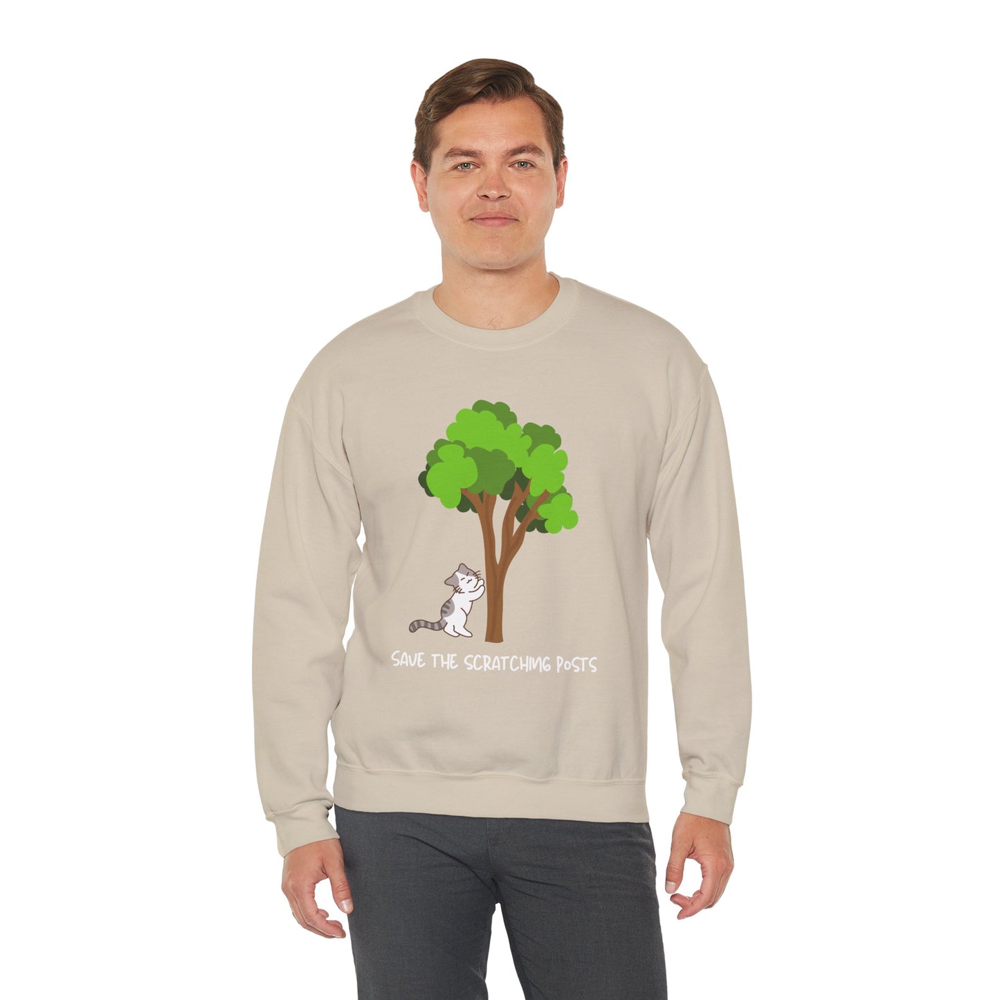 Tree Scratcher Sweatshirt – Cat & Tree Earth Day Crew Neck