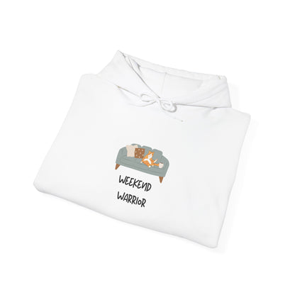 Weekend Warrior Hoodie – Lounging Cat Couch Graphic Sweatshirt