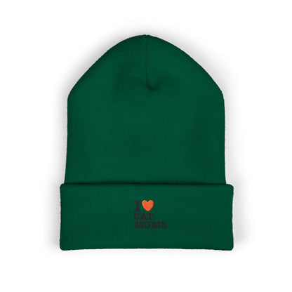 I Love Cat Moms Beanie – Embroidered Cuffed Knit Hat