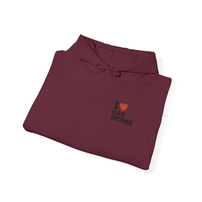 I Love Cat Moms Hoodie – Embroidered Text Pullover