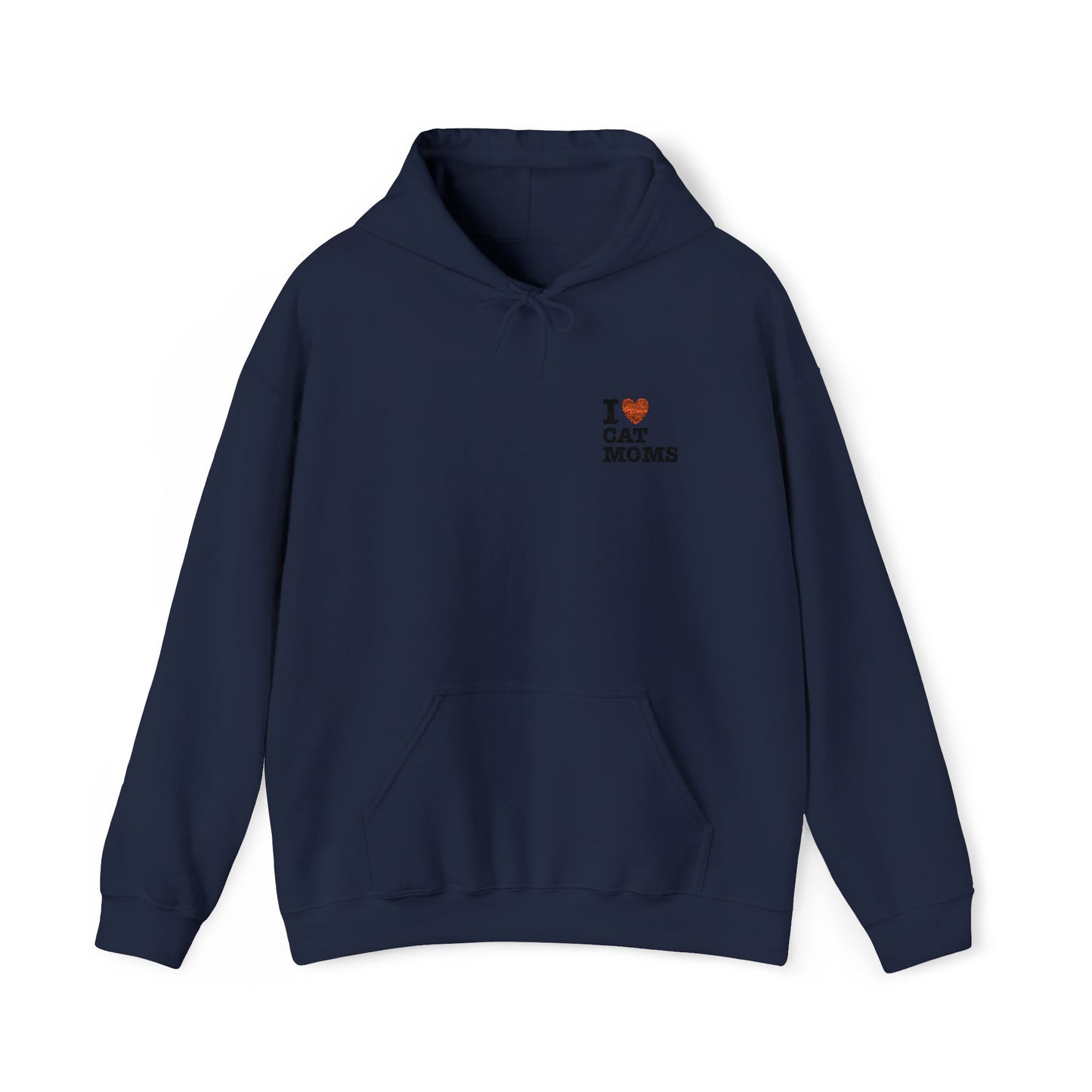 I Love Cat Moms Hoodie – Embroidered Text Pullover