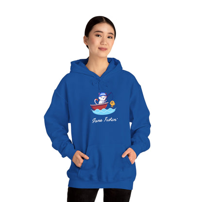 Gone Fishing Hoodie – Cat in Boat Graphic Pullover