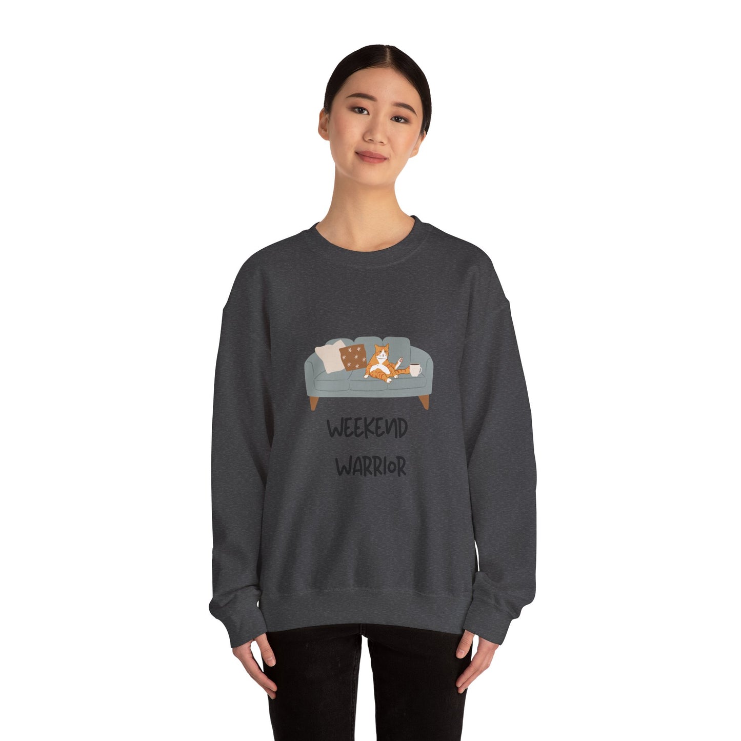 Weekend Warrior Sweatshirt – Lounging Cat Crew Neck