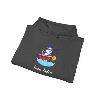Gone Fishing Hoodie – Cat in Boat Graphic Pullover