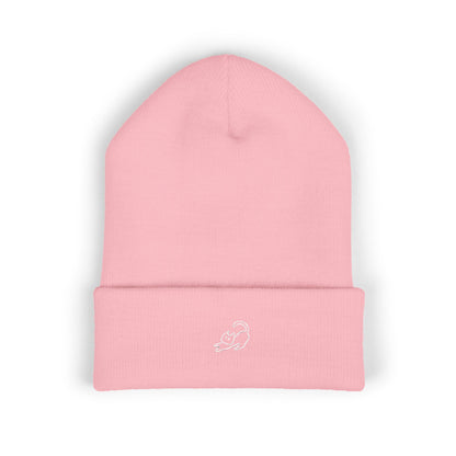 Stretching Cat Beanie – Embroidered Cuffed Knit Hat