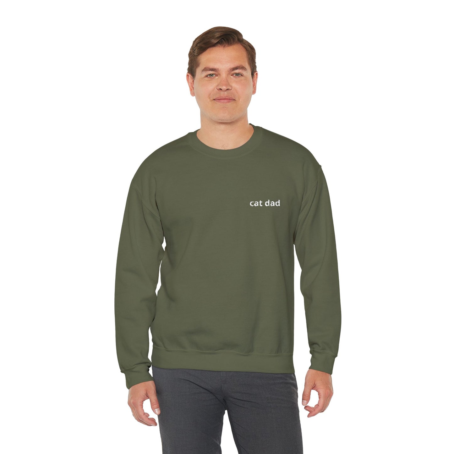 Cat Dad Sweatshirt – Embroidered Text Crew Neck
