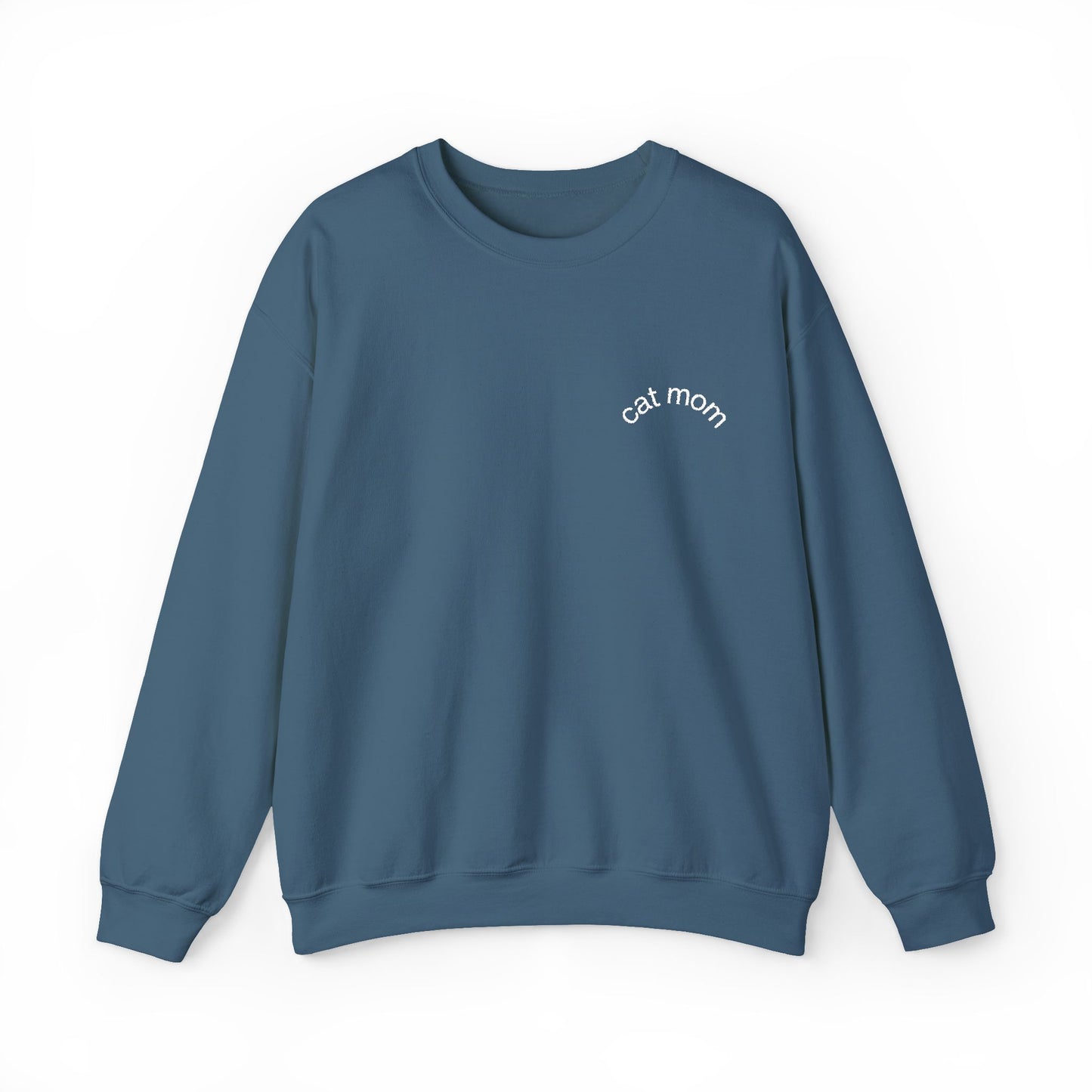 Cat Mom Sweatshirt – Embroidered Text Crew Neck